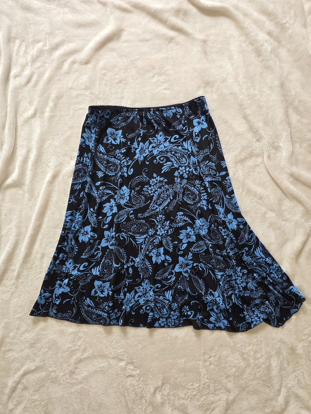 Vintage Jaclyn Smith Y2K Paisley Floral Midi Skirt Blue Black Whimsigoth Small